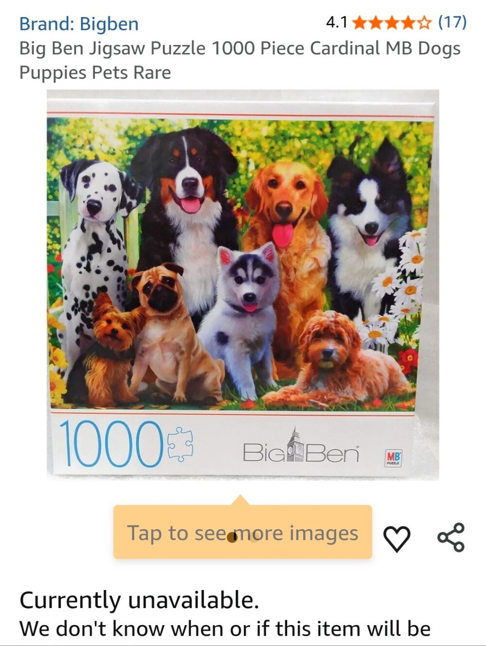 Big Ben Dog Puzzle 1000p